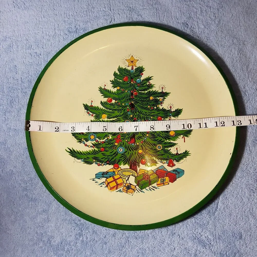 Vintage Christmas Tree Serving Tray Round 13